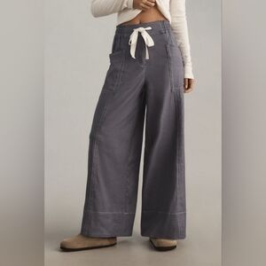 Anthropologie Maeve Tie Waist Wide Leg Contrast Stitch Edition Pants
